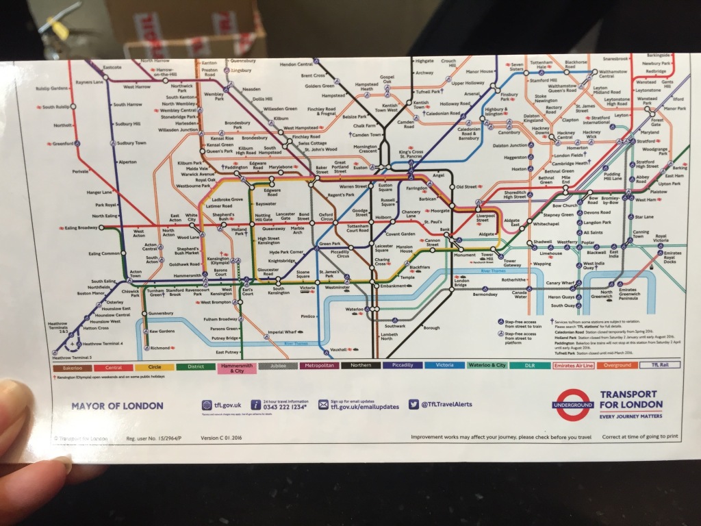 Map of the underground transportation in London - The Tube.
